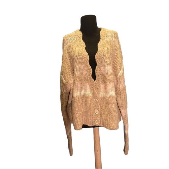 NWT Free People Wool Cardigan Striped Sweaters for Women size L - Picture 2 of 8